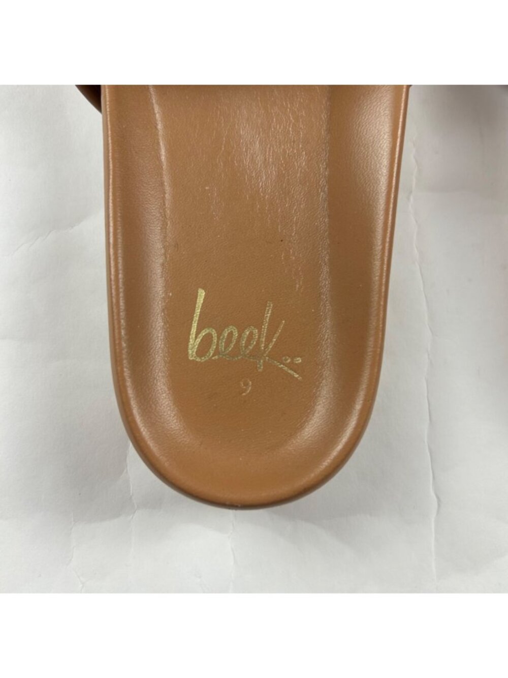 Beek Honey Tan Pelican Leather Platform Sandal 9 - Picture 8 of 8